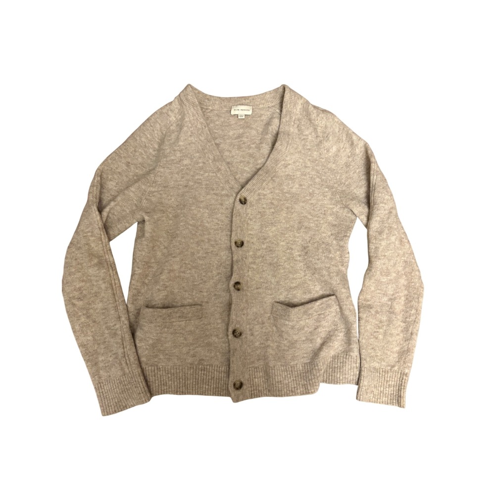 Club Monaco Mens Merino Wool Blend V Neck Cardigan Sweater Oatmeal Beige